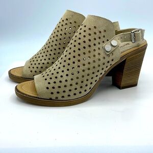 Anthropologie Barbara Barbieri Perforated Genuine Suede Slingback Booties